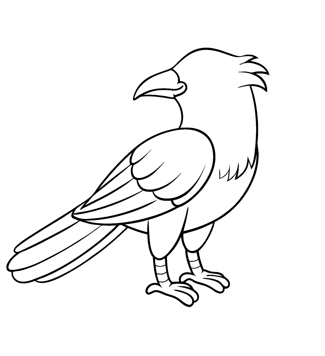 Corvo de perfil olhando para trás para colorir
