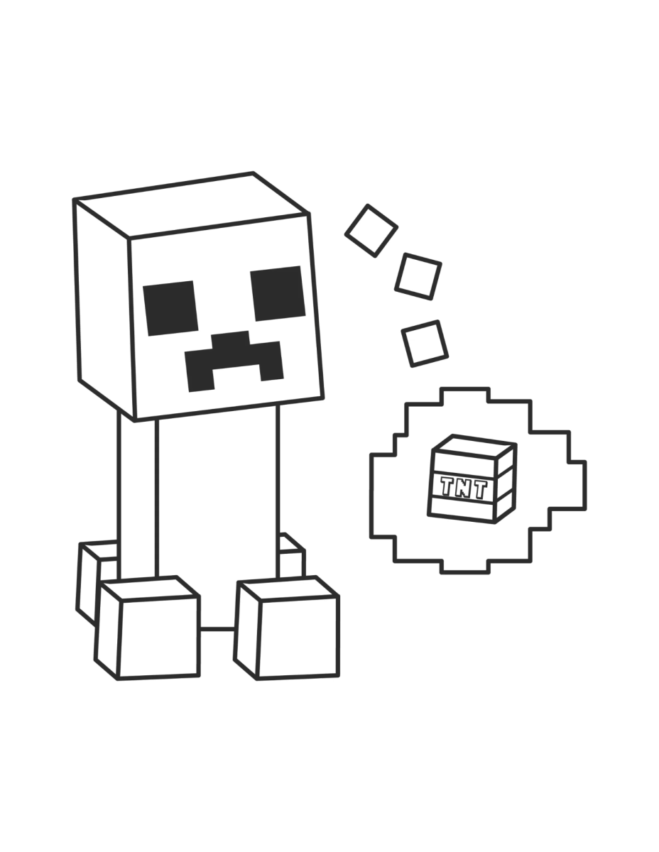 Creeper fofo com blocos para colorir