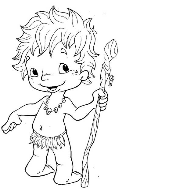 Curupira com o cajado para colorir
