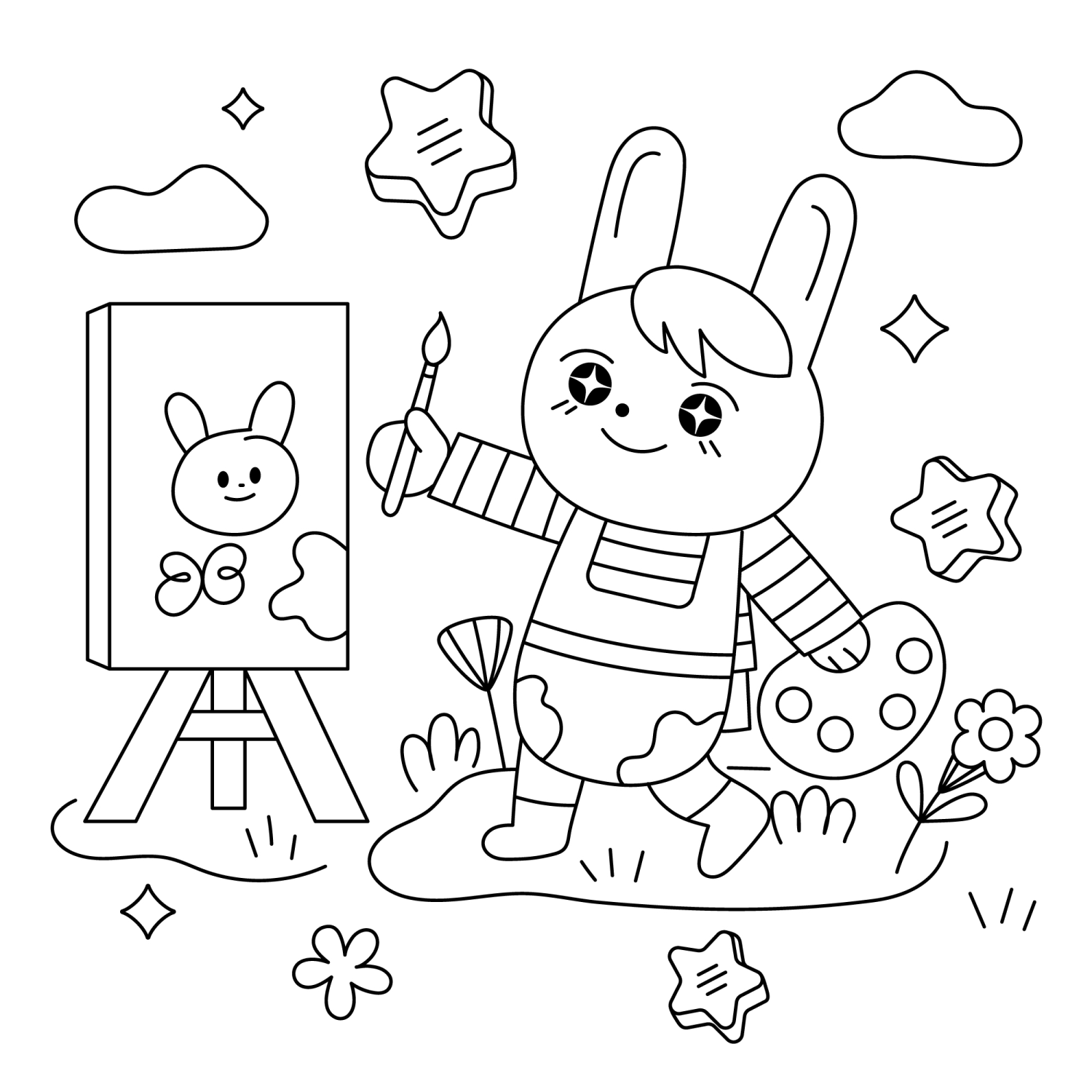 Cute Bunny Artist Adventure