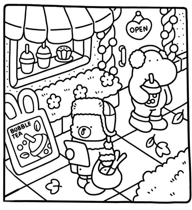 Cute Characters with Bubble Tea Adventure