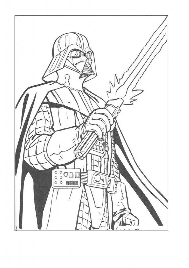 Darth Vader e Luke frente a frente para colorir