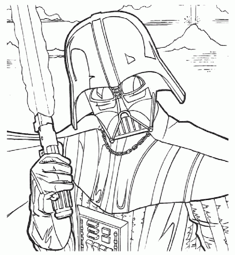 Darth Vader em pose ameaçadora para colorir