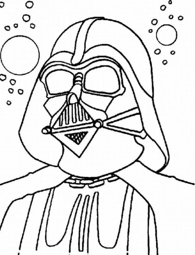 Darth Vader kawaii com o sabre vermelho para colorir