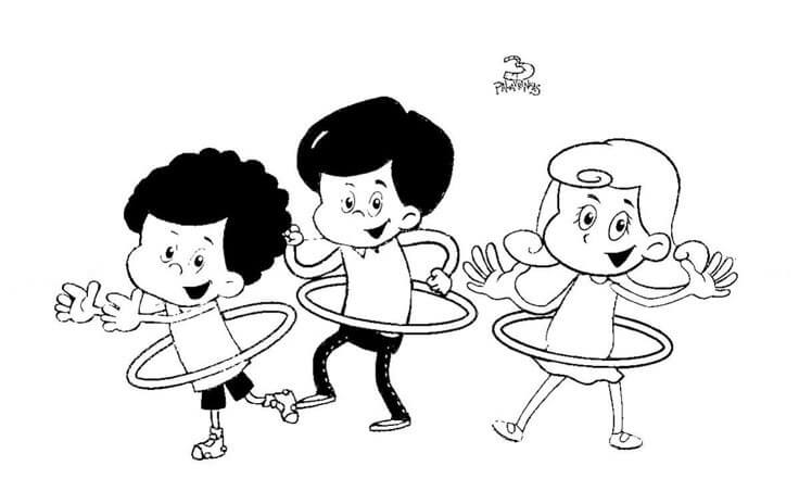 Diversão com Bambolês com os 3 Palavrinhas