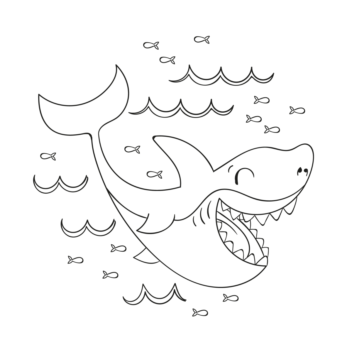 Divirta-se com o Alegre Tubarão para Colorir
