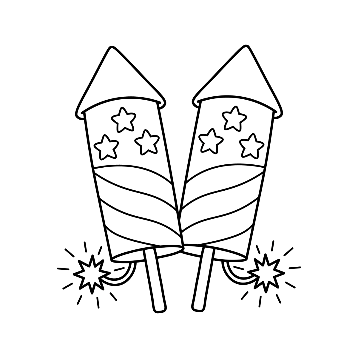 Dois foguetes de fogos de artifício para colorir