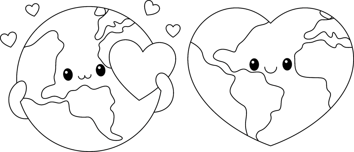 Dois planetas Terra apaixonados para colorir
