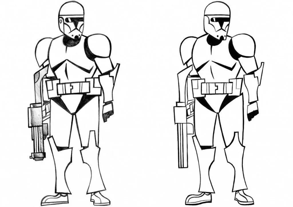 Dois soldados clones lado a lado para colorir