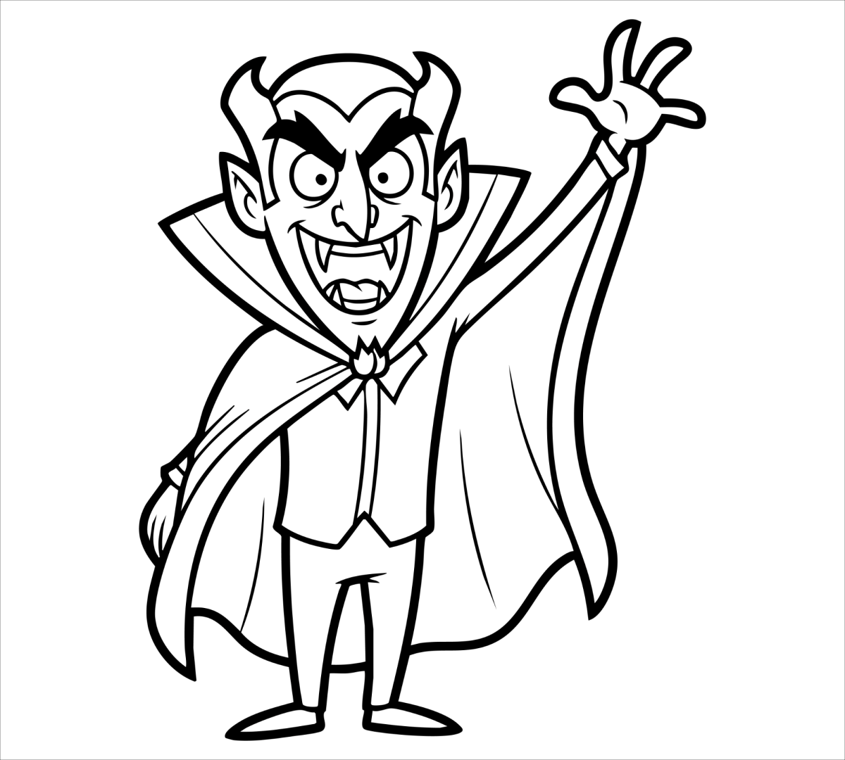 Drácula assustador com garras para colorir