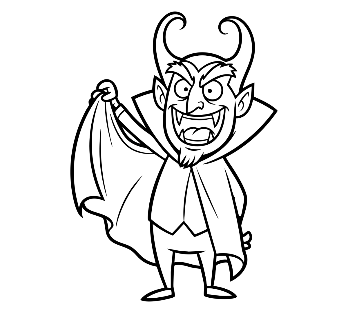 Drácula de sobrancelhas arqueadas para colorir