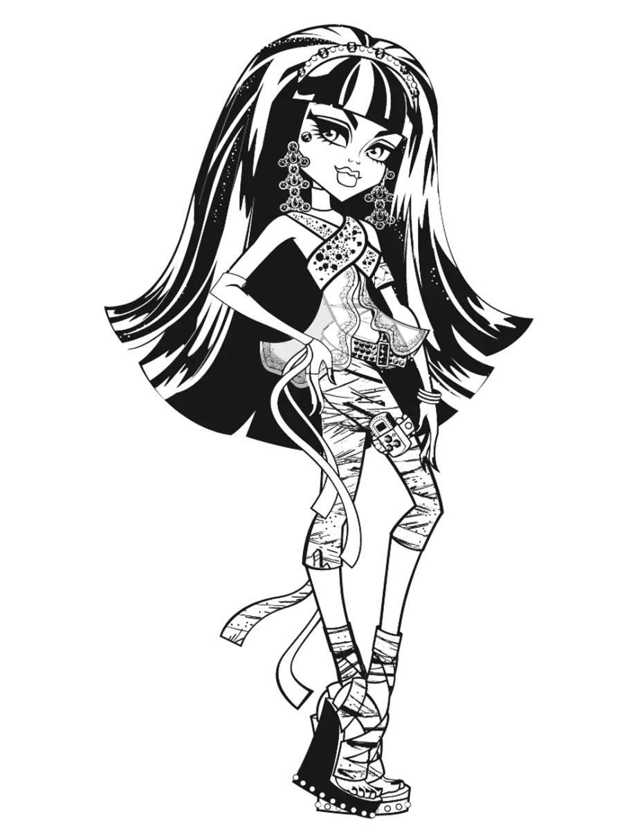 Draculaura de maria-chiquinha posando para colorir