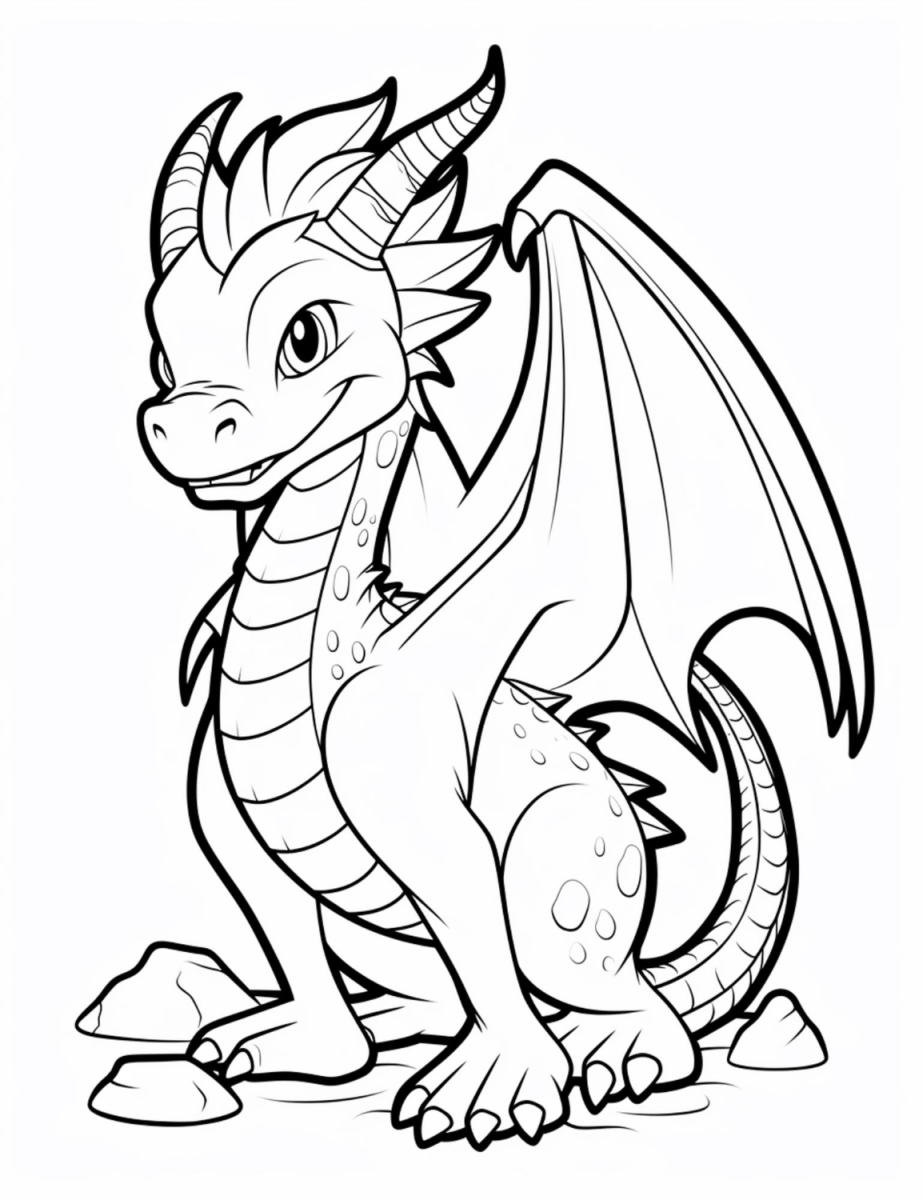 Dragão Encantador Pronto para Colorir