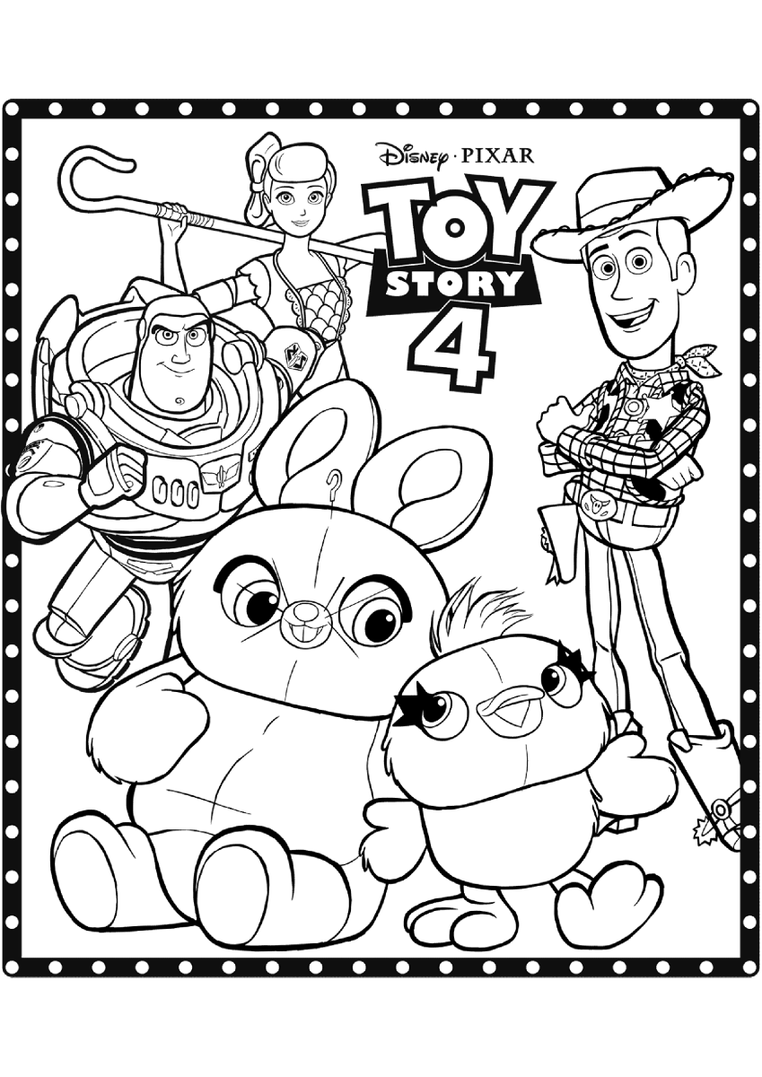 Ducky e Bunny no pôster de Toy Story 4 para colorir