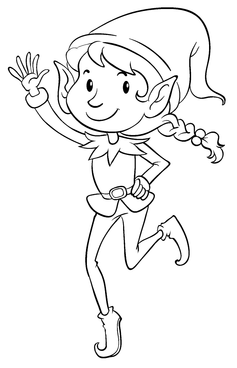 Duende dançando com uma perna no ar para colorir