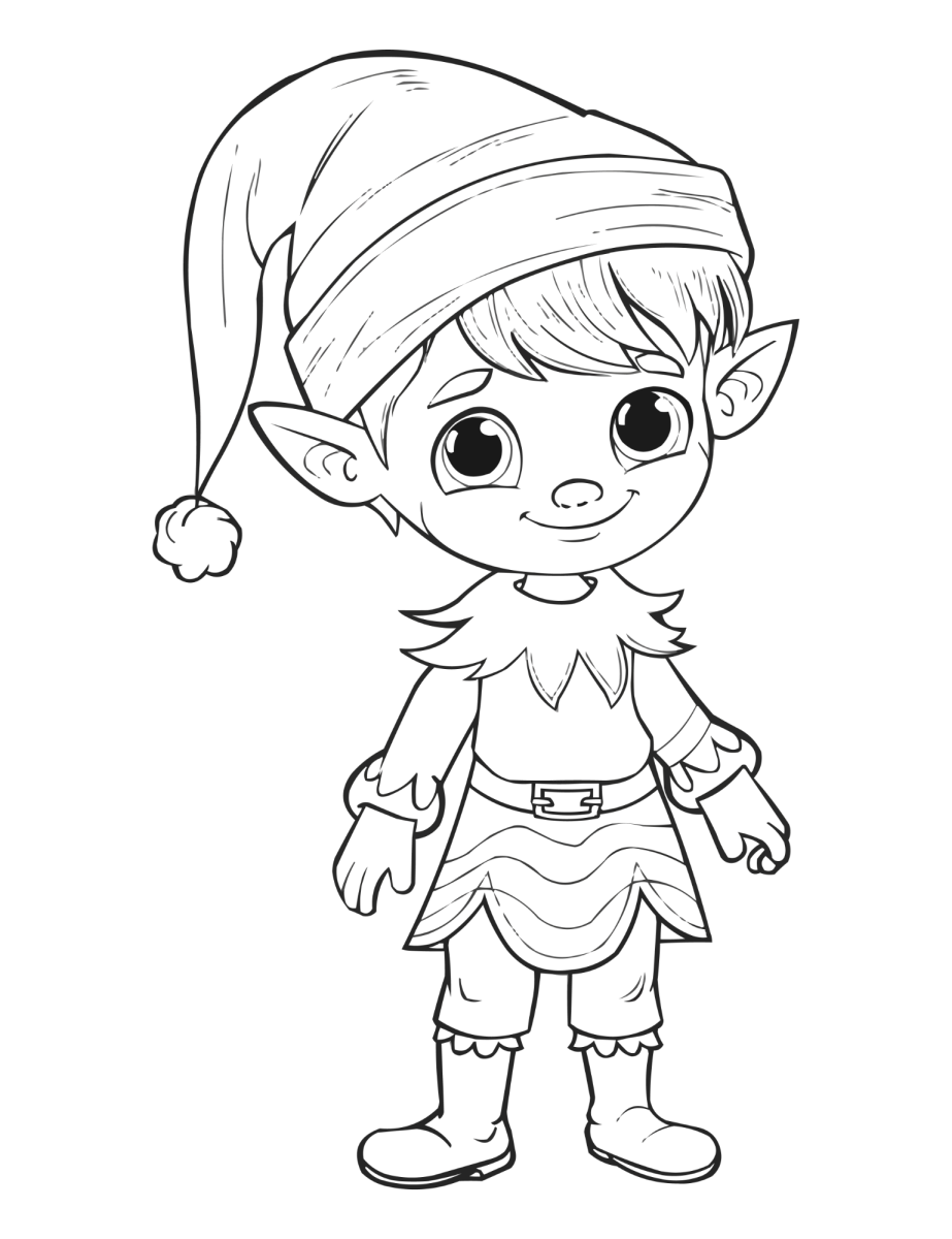 Duende de pé com as mãos para trás para colorir