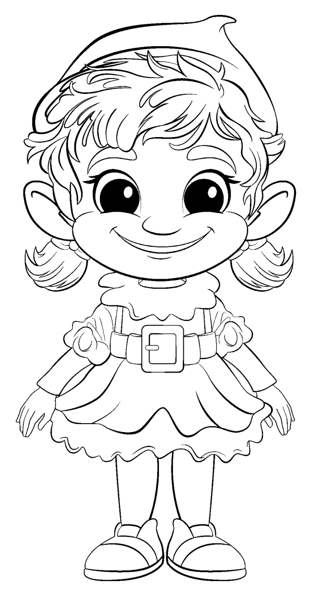 Duende menina de maria-chiquinha para colorir