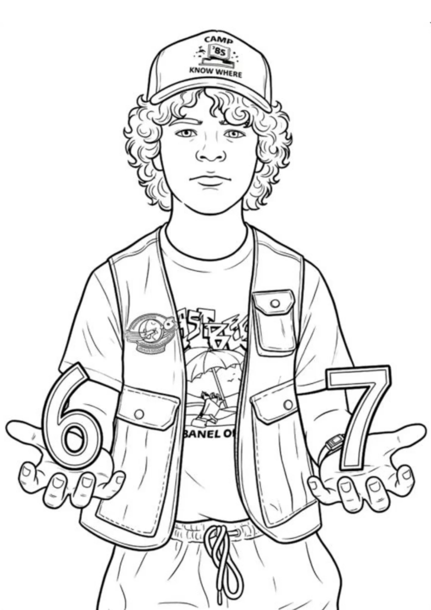 Dustin com seu boné e jaqueta para colorir
