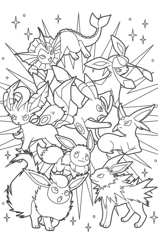 Evoluções de Eevee: Arte para Colorir
