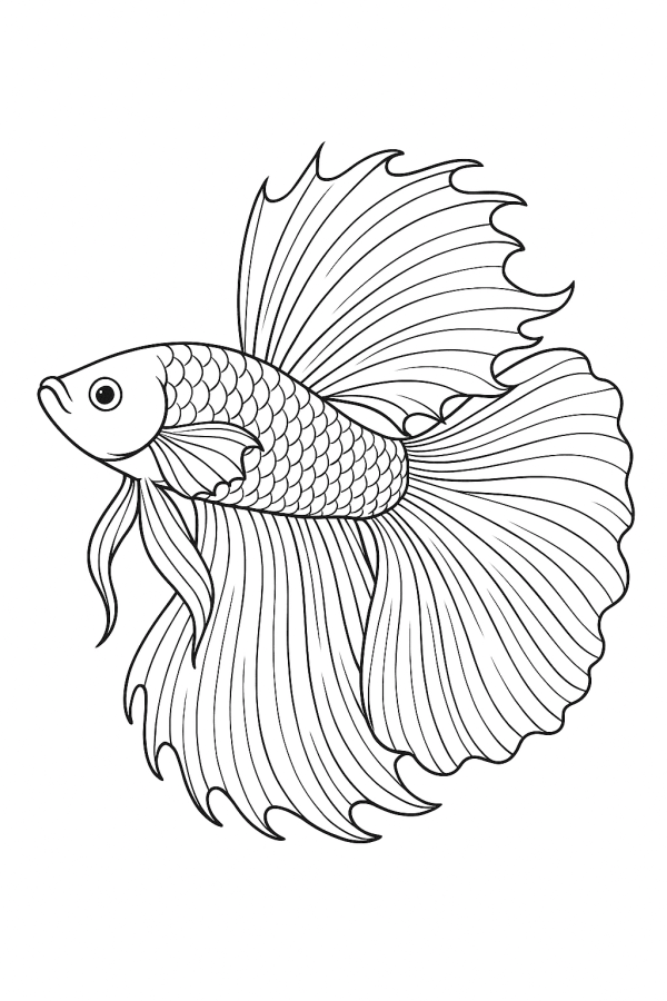 Exuberante Peixe Betta para Colorir