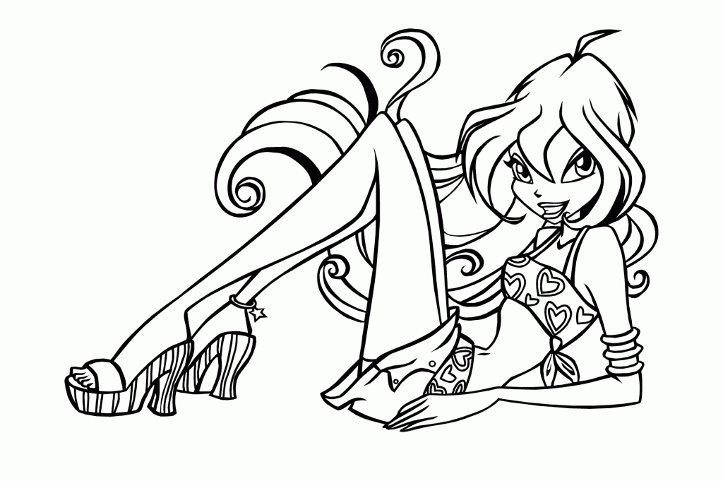 Fada Winx deitada relaxando para colorir