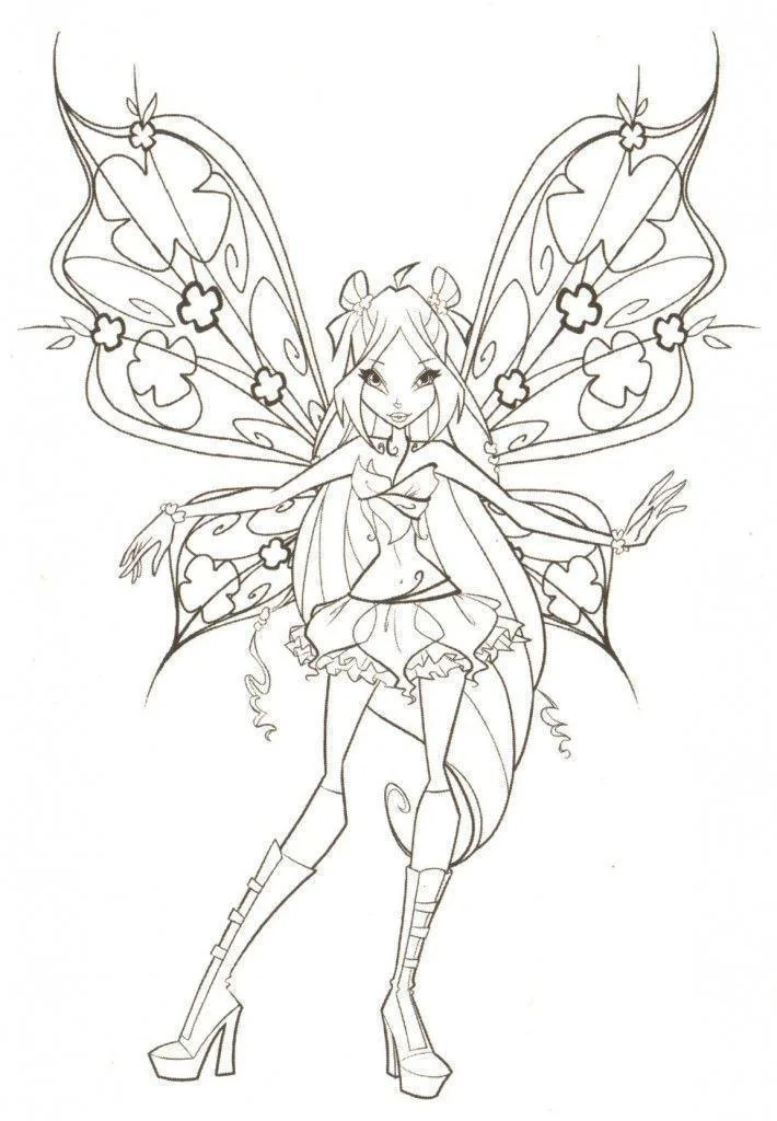 Fada Winx em transformação Enchantix para colorir