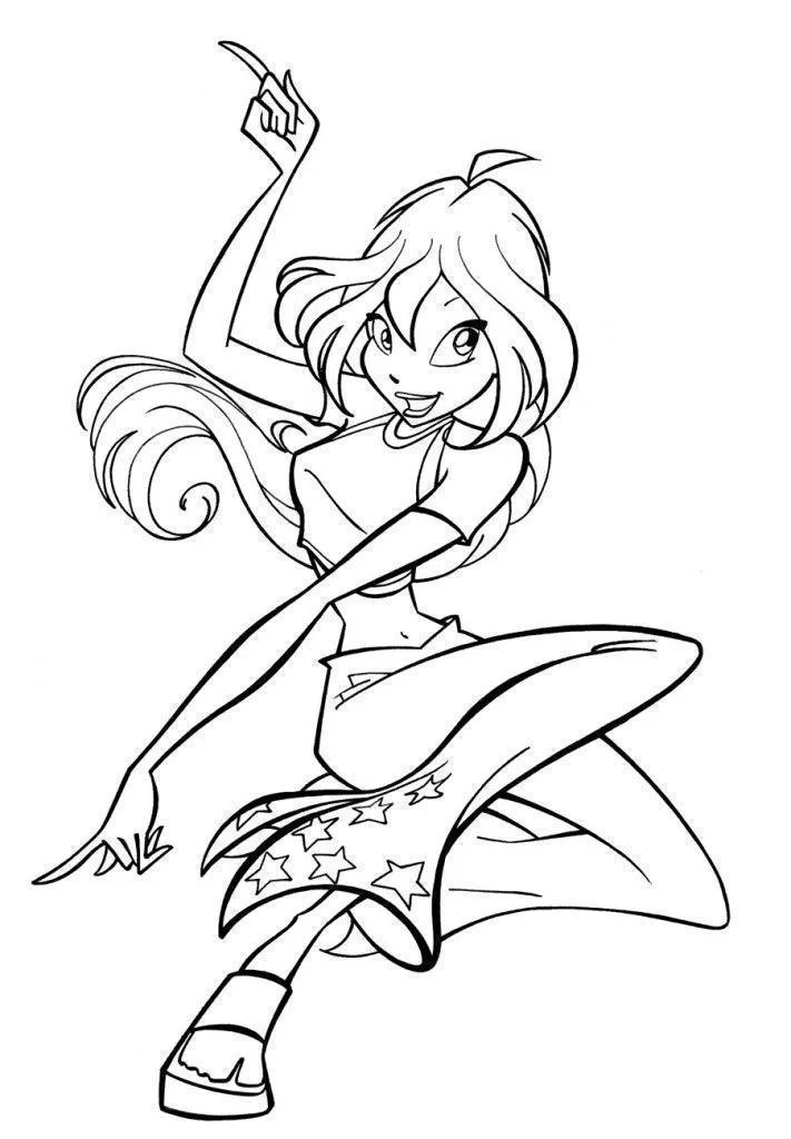 Fada Winx pulando em ação para colorir