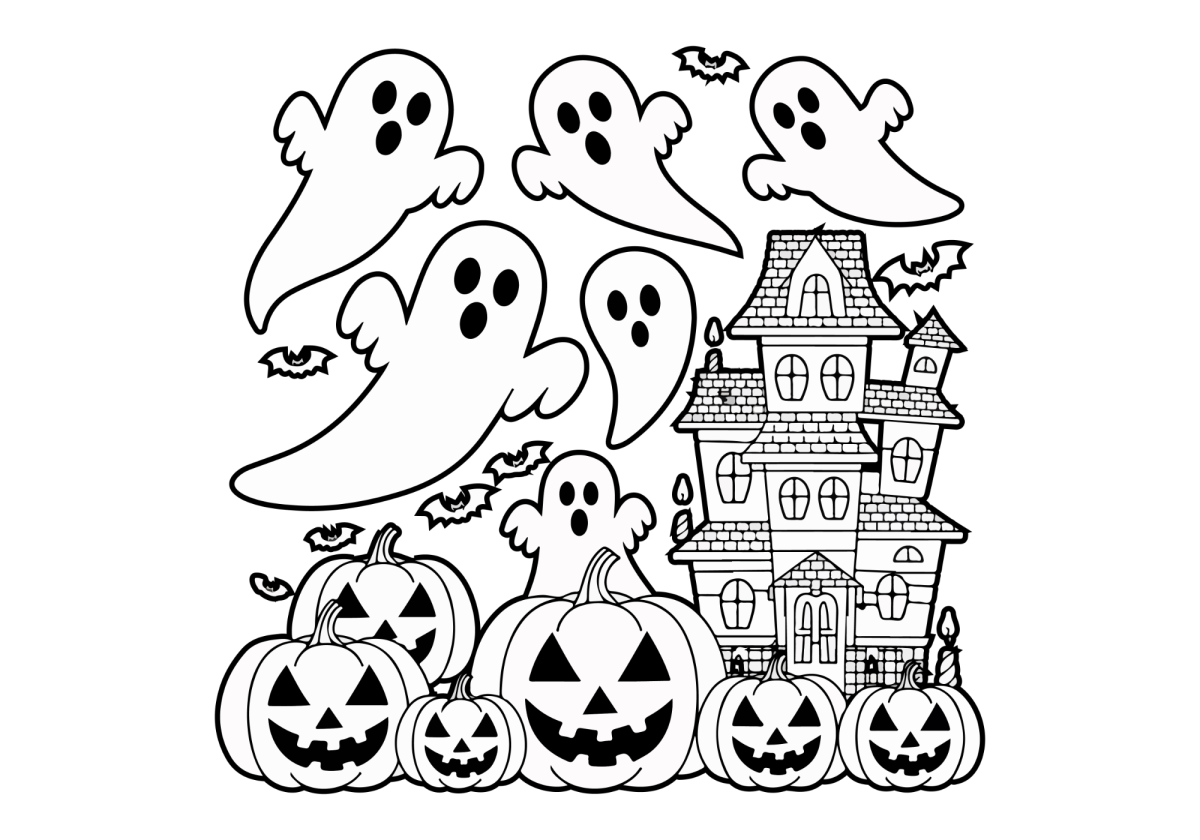 Fantasmas na casa mal-assombrada para colorir