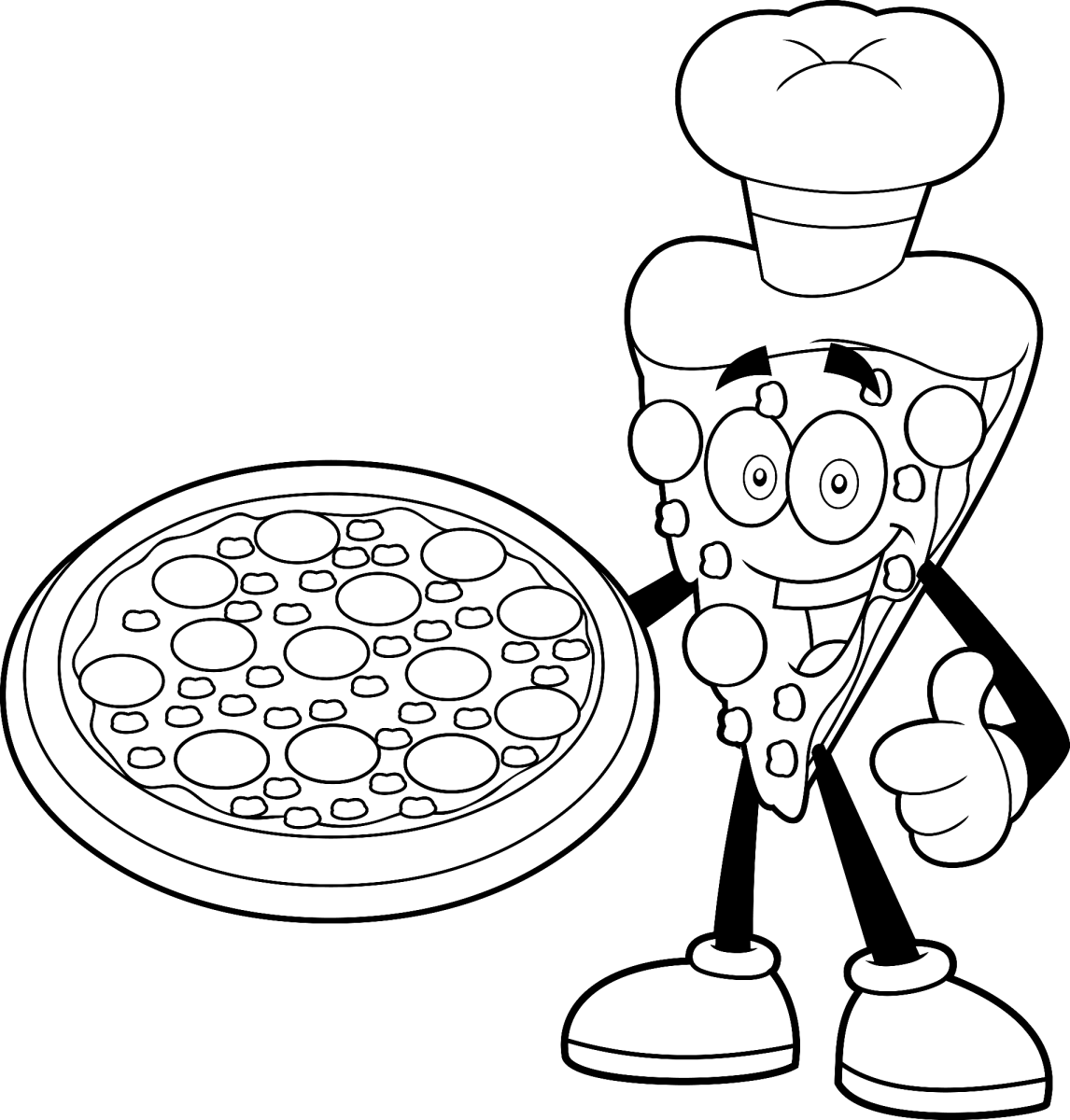 Fatia de pizza chef de touca para colorir