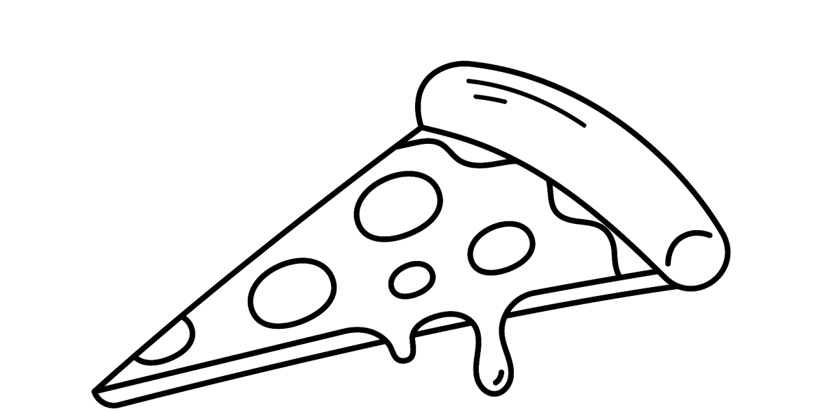 Fatia de pizza com queijo derretendo para colorir