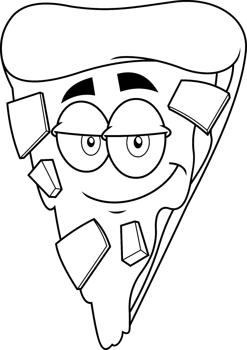 Fatia de pizza de olhar tranquilo para colorir