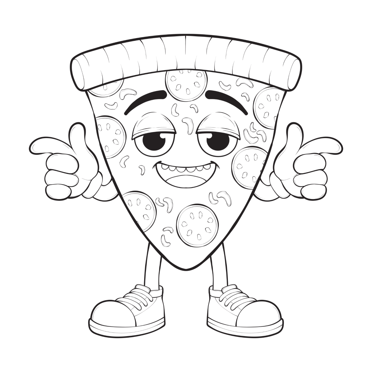 Fatia de pizza fazendo joinha para colorir