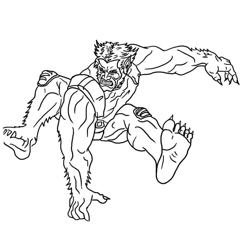 Fera saltando pronto para a luta para colorir