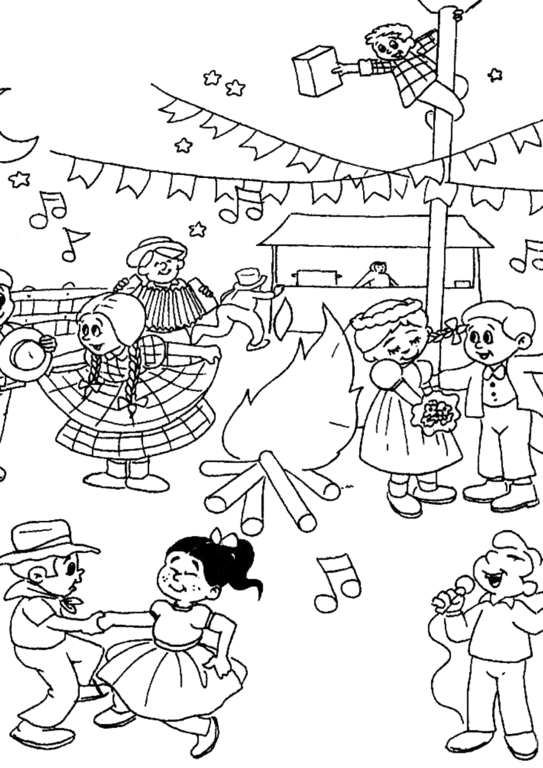 Festa Junina Animada para Colorir