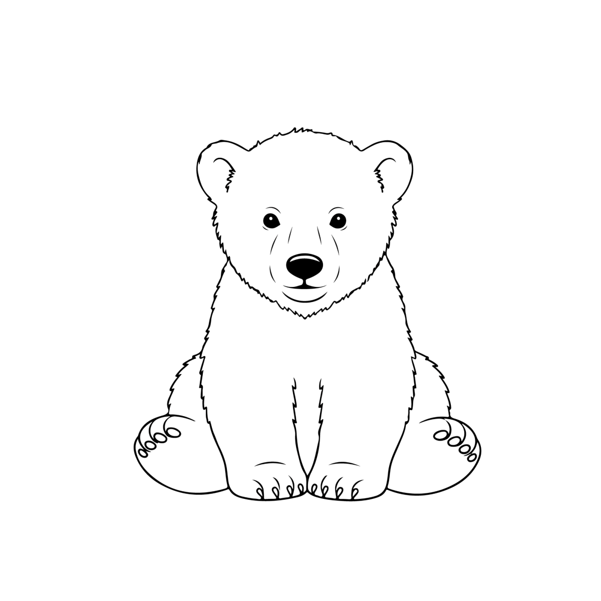 Filhote de urso polar sentado para colorir