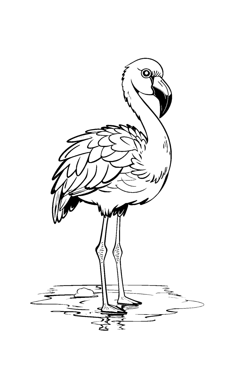 Flamingo elegante caminhando para colorir