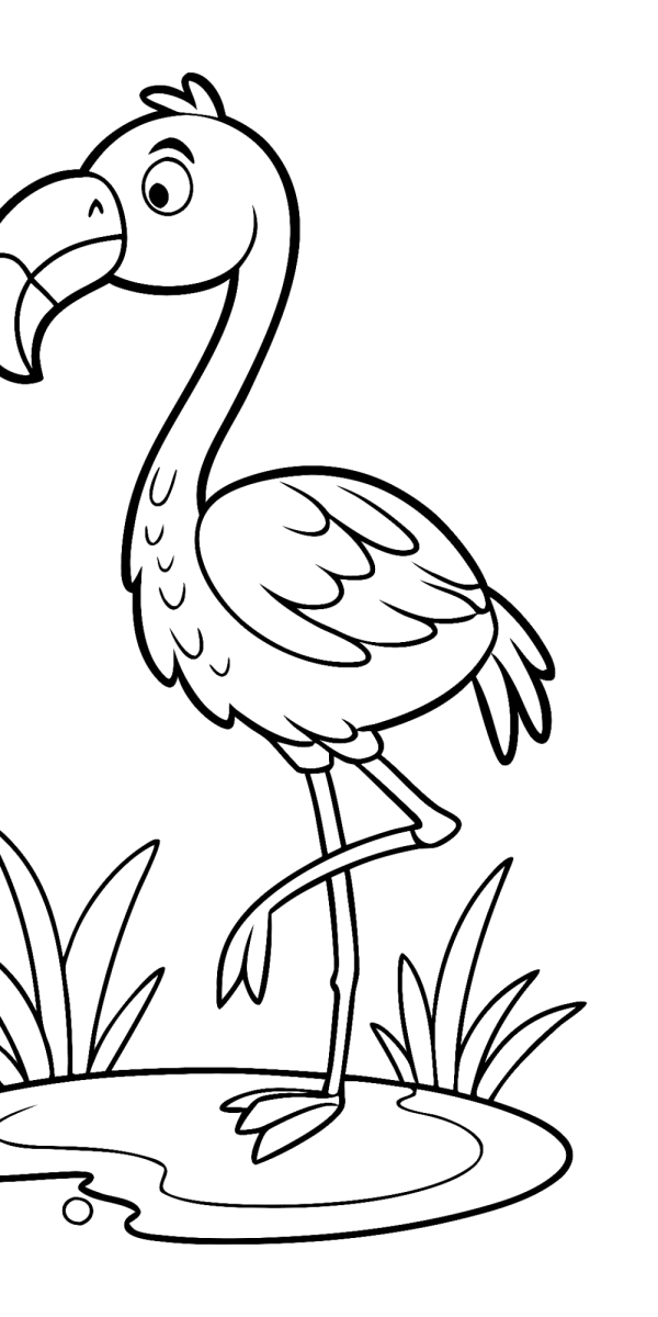 Flamingo kawaii empoleirado para colorir