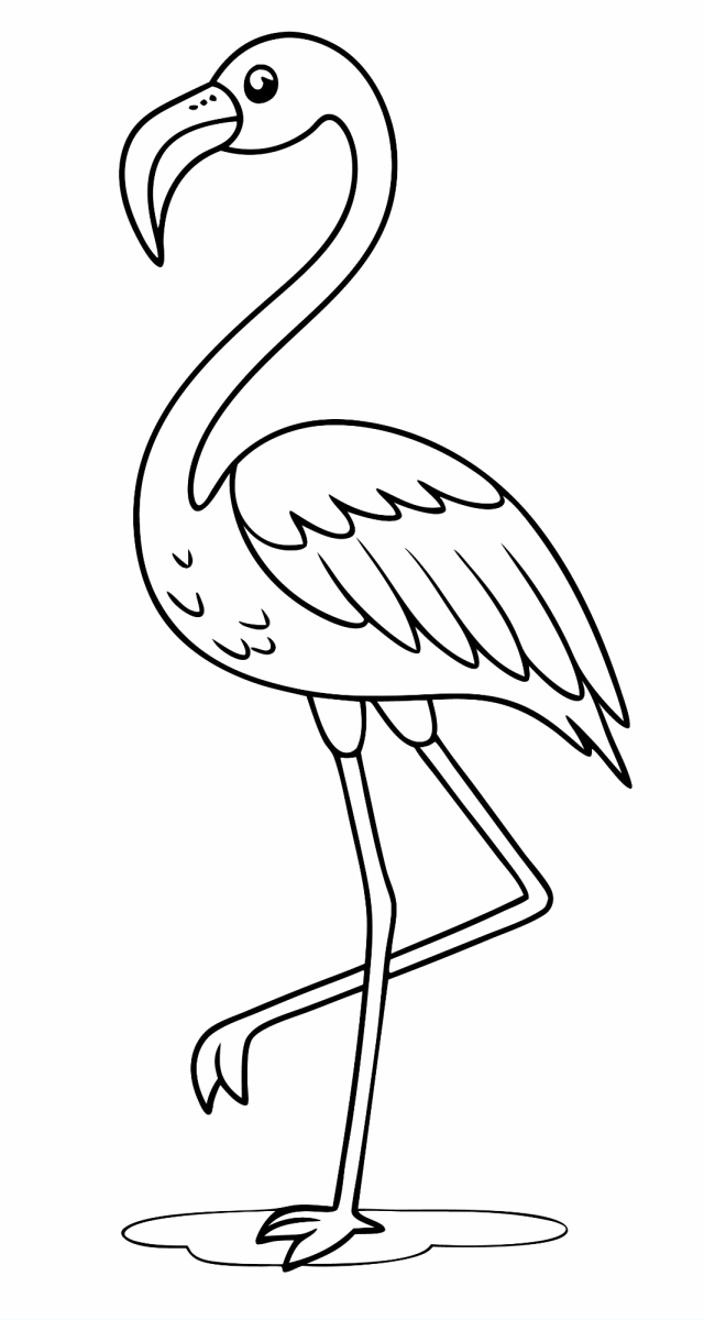 Flamingo na água com os pés vermelhos para colorir