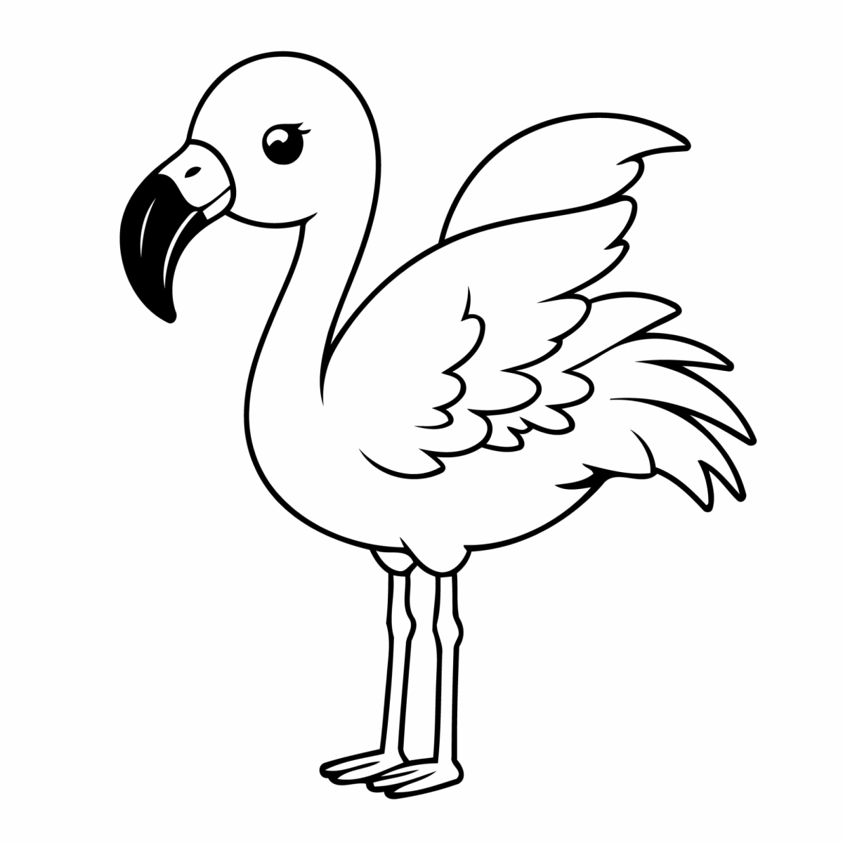 Flamingo olhando para cima na grama para colorir