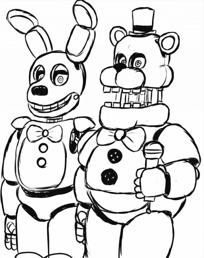 Freddy e Bonnie em Tons de Preto e Branco