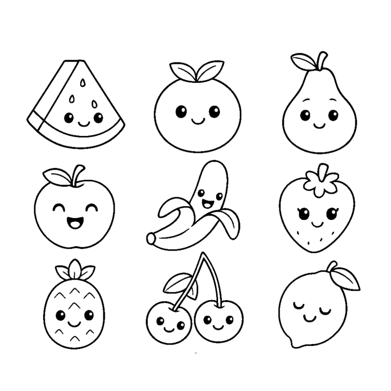 Frutas Divertidas para Colorir