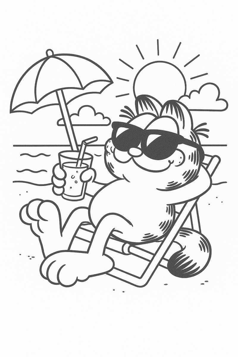 Garfield Relaxando na Praia