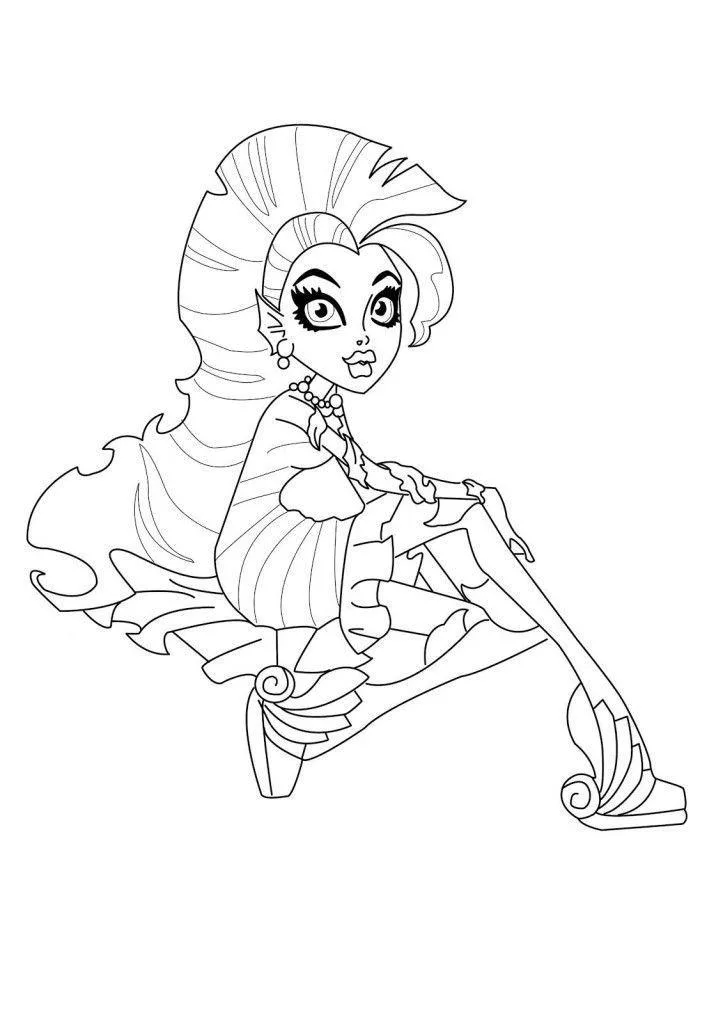 Garota Monster High brincando com seu bichinho para colorir