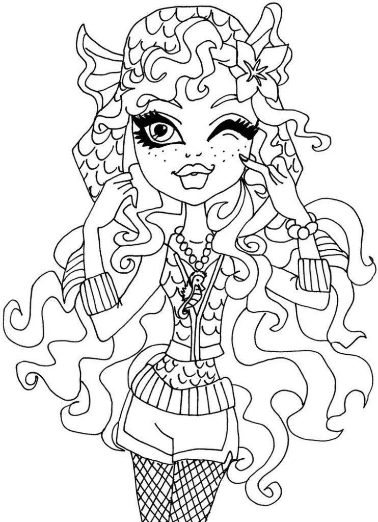Garota Monster High de cabelo enorme piscando para colorir