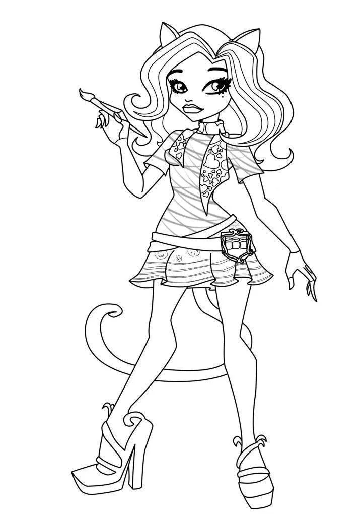 Garota Monster High de orelhas de gato para colorir