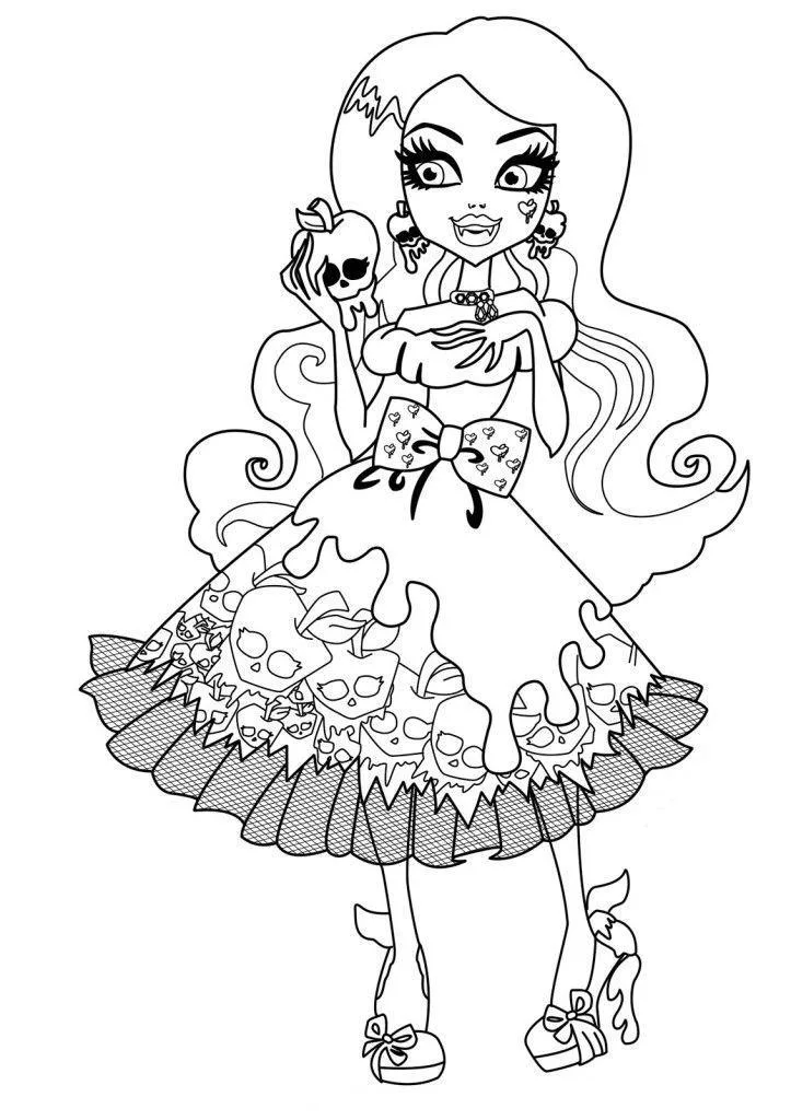 Garota Monster High de vestido de festa para colorir
