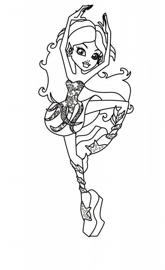 Garota Monster High em pose de dança para colorir