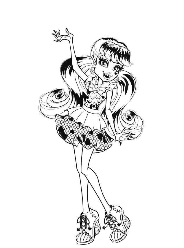 Garota Monster High sentada de pernas cruzadas para colorir