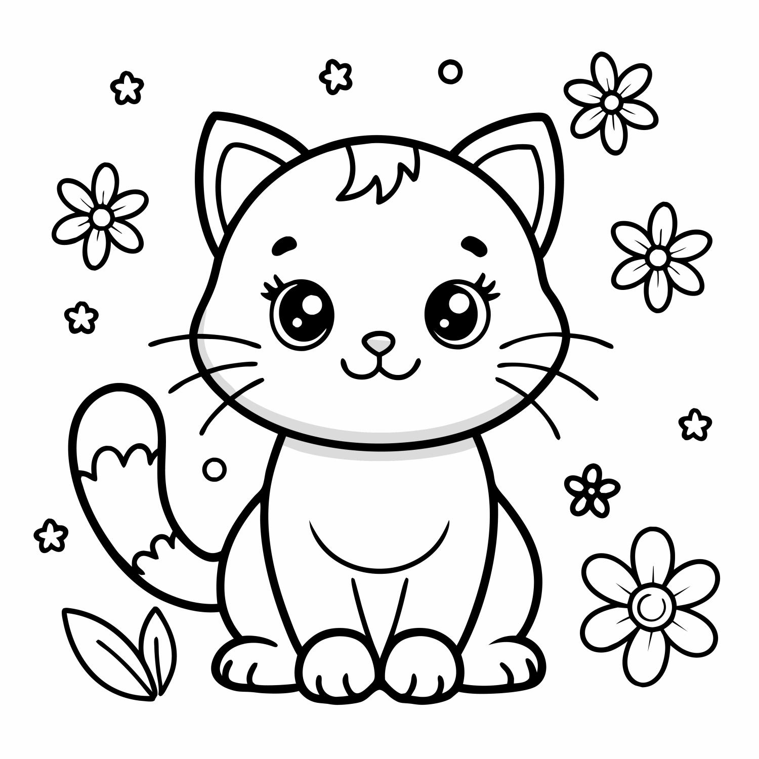 Gatinho Alegre em Jardim Florido