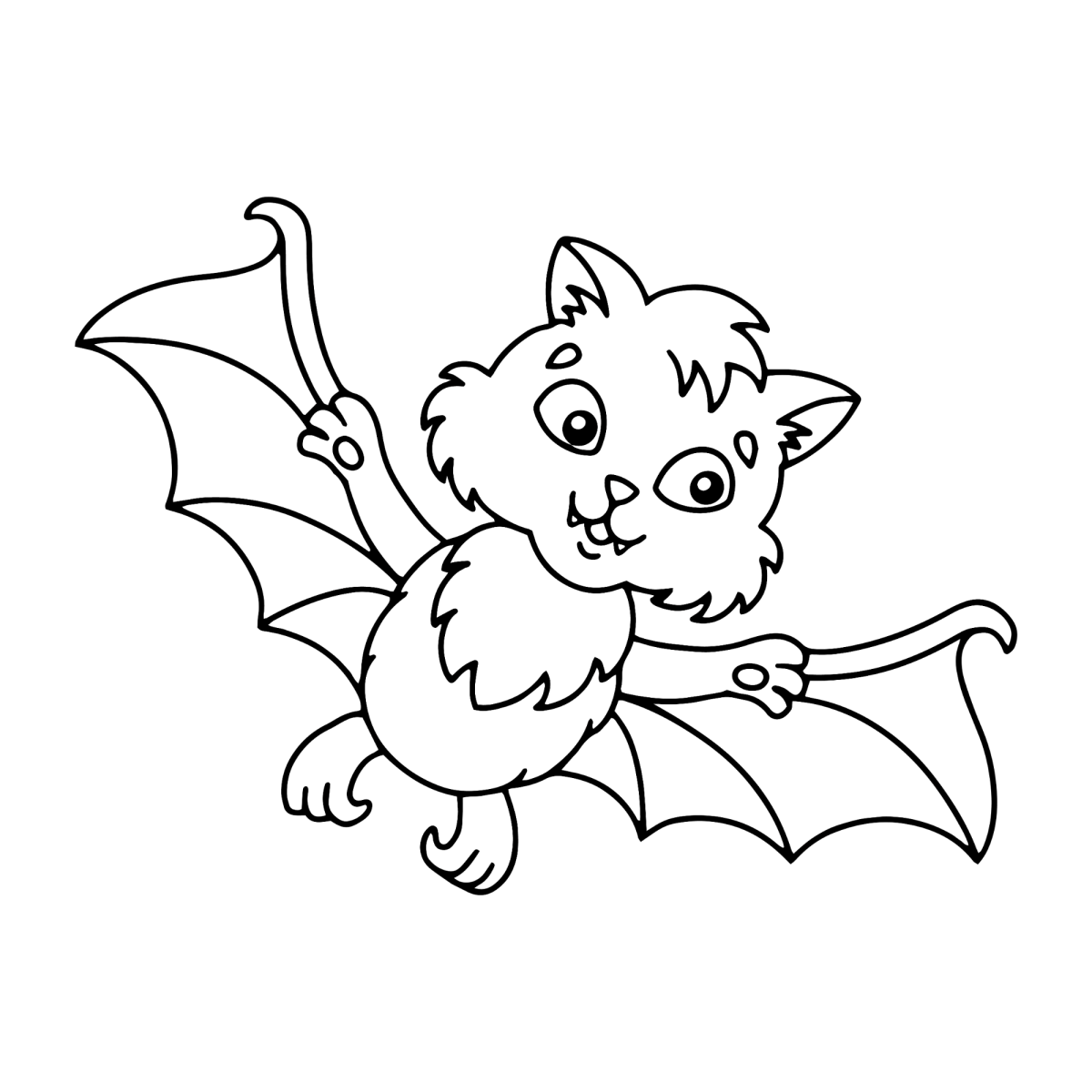 Gatinho com asas de morcego para colorir